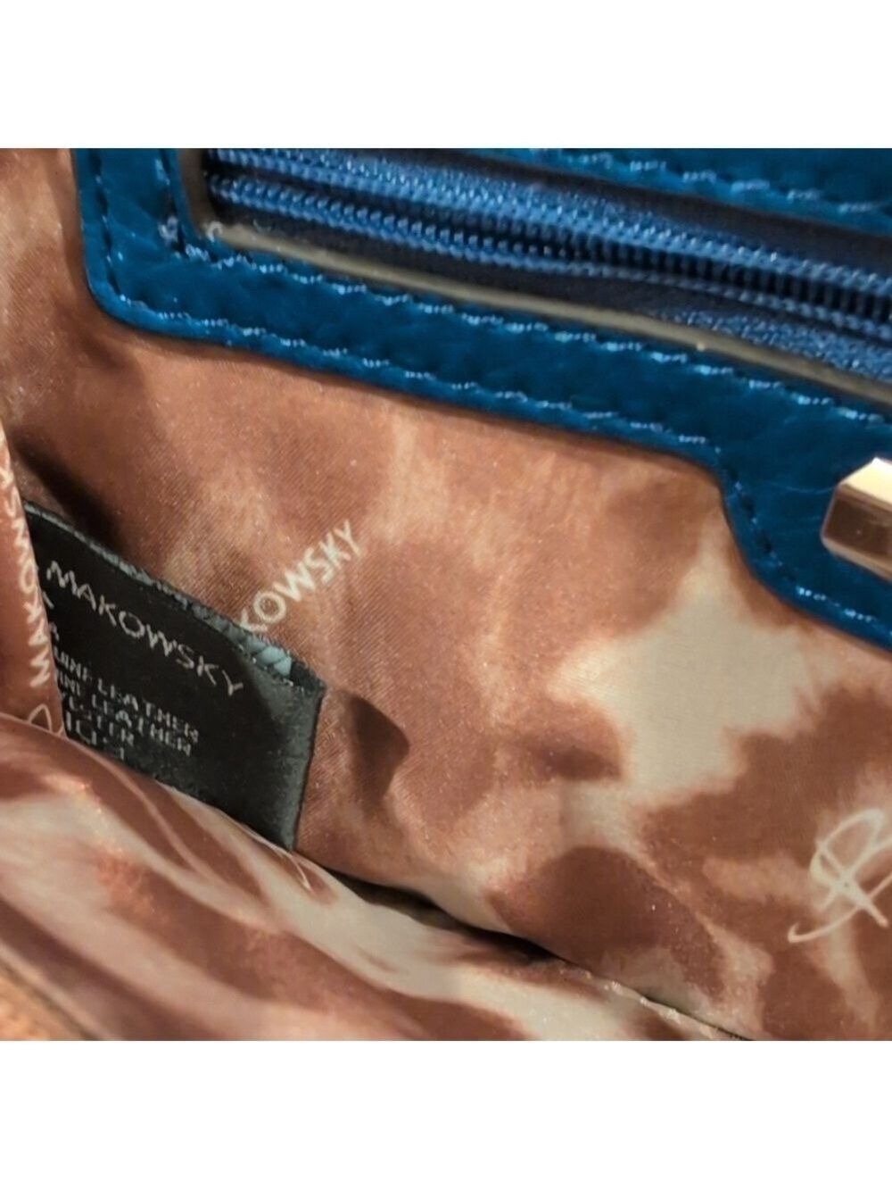 B Makovsky Blue Suede Leather Crossbody Bag - Picture 8 of 8